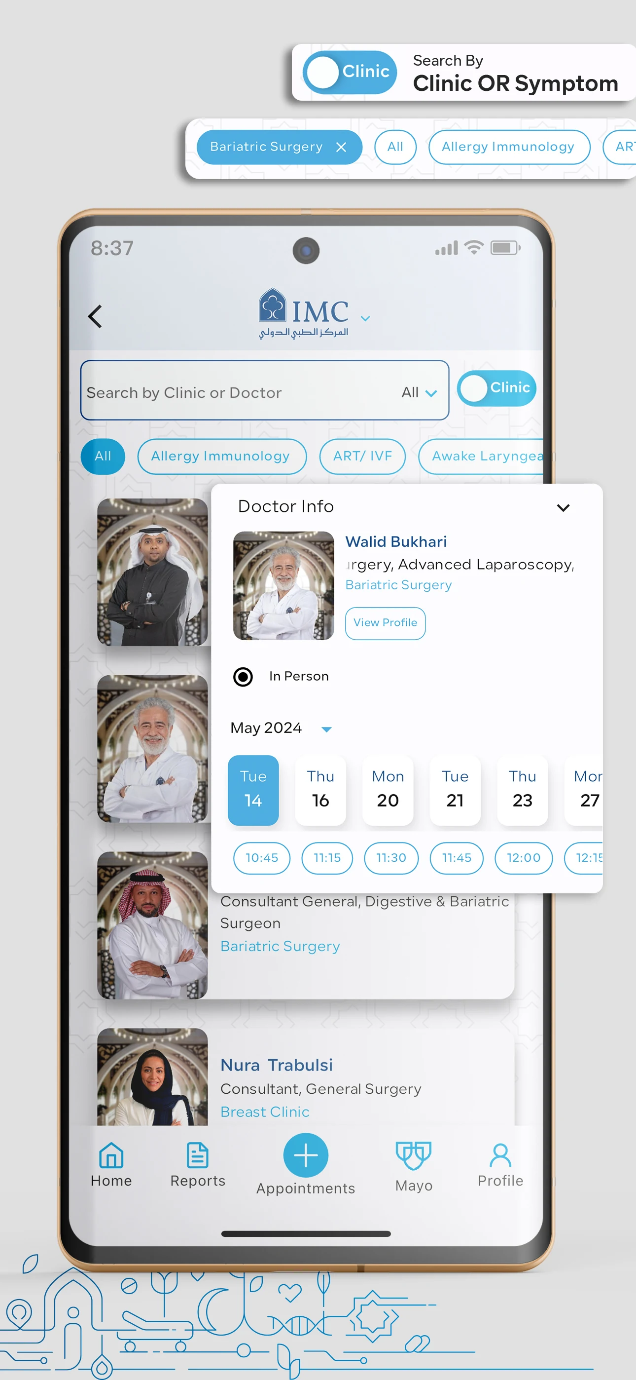 My IMC — clinic and doctor search with appointment booking