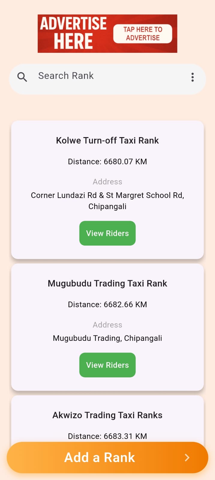 Wahonda app screen
